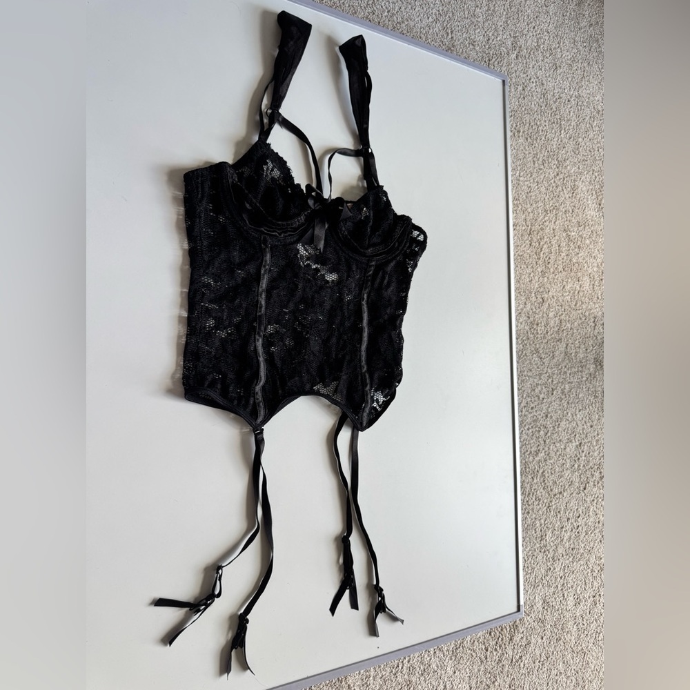 Black Lace Corset Top with Straps